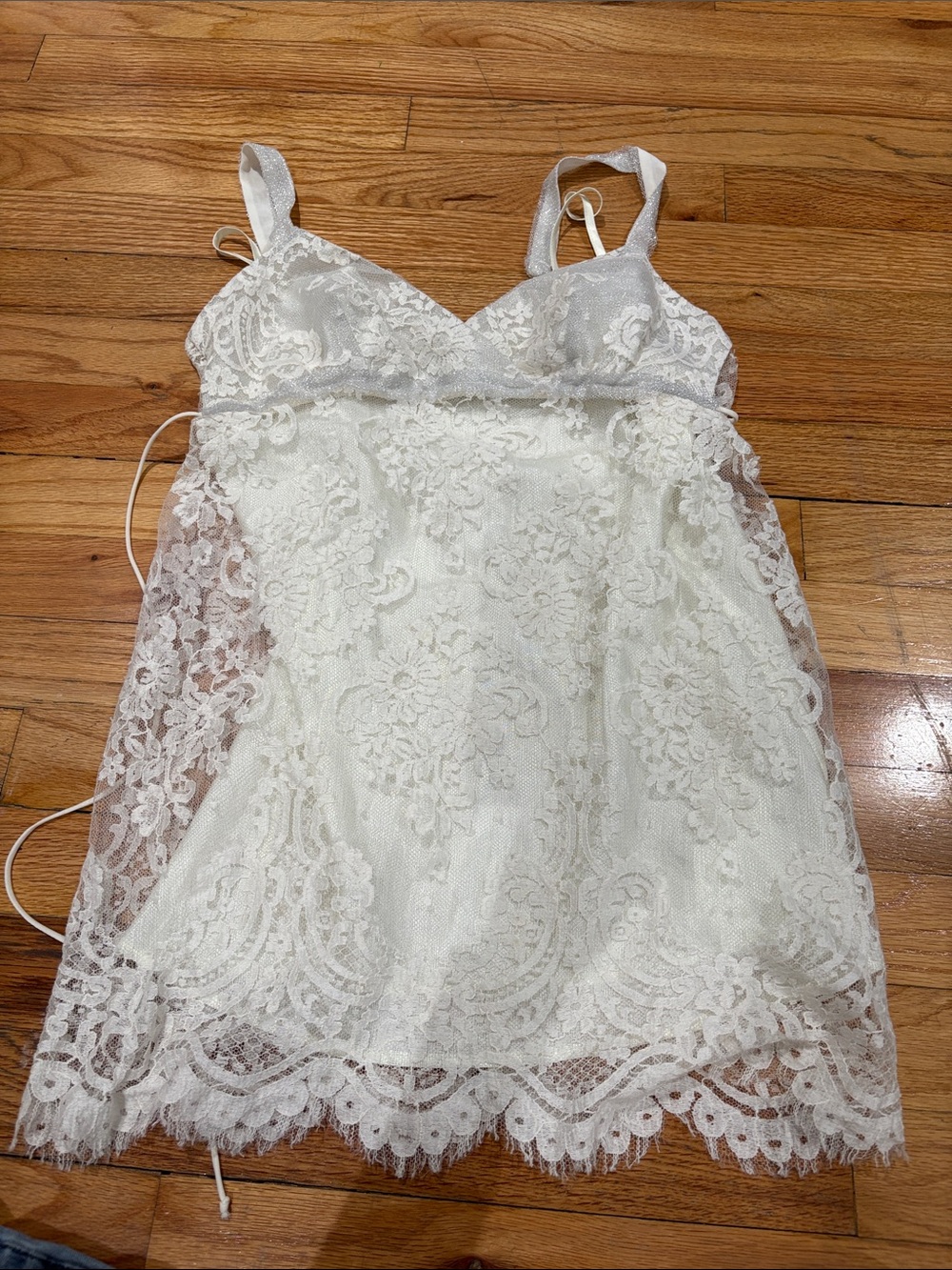 Flora Nikrooz Ivory Lace Chemise with Floral Overlay
